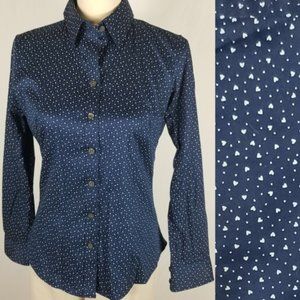 Banana Republic | Non-Iron Navy Tiny Hearts Shirt